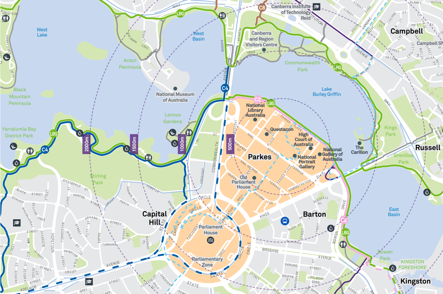 2022 Parliamentary Triangle bike paths